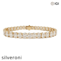 18K Yellow Gold 18.1 Carat Oval Cut Lab Grown Diamond Tennis Bracelet - Silveroni