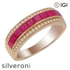 18kt Gold Channel Set Ruby & Diamond Pavé Band Ring - 3