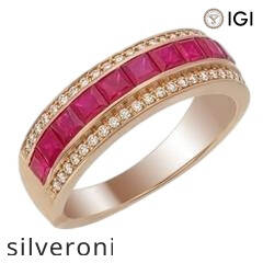 18kt Gold Channel Set Ruby & Diamond Pavé Band Ring - 3