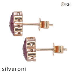 18KT Rose Gold Invisible Cut Ruby Heart Stud Earrings - 3