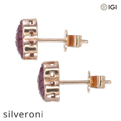 18KT Rose Gold Invisible Cut Ruby Heart Stud Earrings - 3