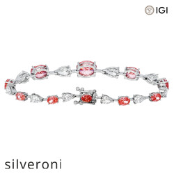 18KT White Gold 11.18 Carat Lab Grown Pink Oval and White Pear Cut Diamond Bracelet - 2