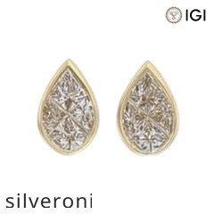 18KT White Gold Pear Natural Diamond Bezel Stud Earrings - 3