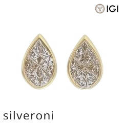 18KT White Gold Pear Natural Diamond Bezel Stud Earrings - 3