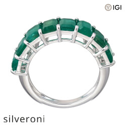 18KT White Gold Seven-Stone Emerald Cut Emerald Band - 3