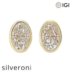 18KT Yellow Gold Oval Bezel Set Natural Diamond Stud Earrings - 2