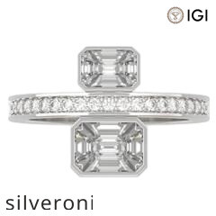 18KT Yellow Gold Two-Stone Emerald Cut Diamond Toi et Moi Bezel Bypass Ring - 3