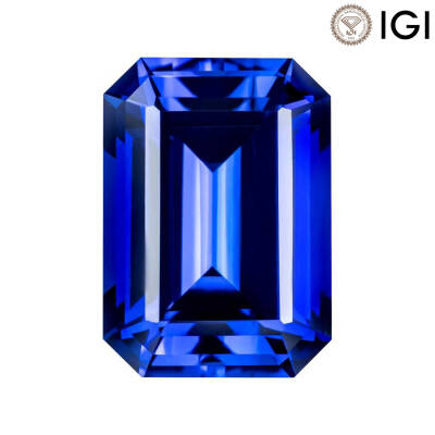 2.10 Carat Emerald Cut Lab-Created Blue Sapphire - 1