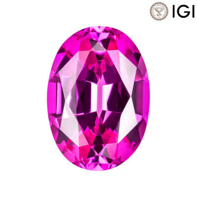 2.72 Carat Oval Cut Lab-Created Pink Sapphire - 1