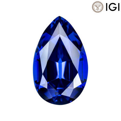 2.85 Carat Pear Cut Lab-Created Blue Sapphire - 1