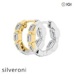 2 Carat Emerald Cut Lab Grown Diamond Huggie Hoop Earrings 14K White Gold - 2