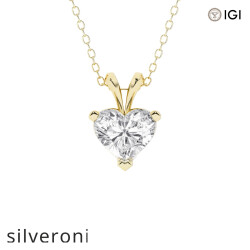 2 Carat Heart Lab Grown Diamond Solitaire Pendant in 14K Yellow Gold - 1