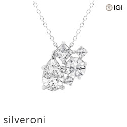 2 Carat Pear Cut Lab Grown Diamond Five Stone Pendant - Silveroni