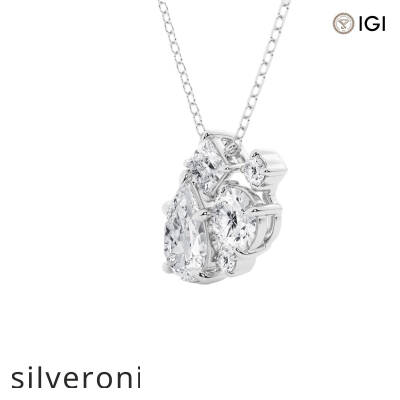 2 Carat Pear Cut Lab Grown Diamond Five Stone Pendant - 2