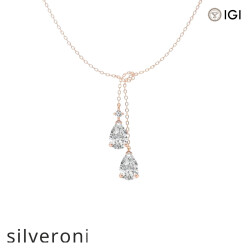 2 Carat Pear Lab Grown Diamond Knot Pendant in 14K Rose Gold - Silveroni