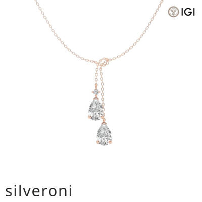 2 Carat Pear Lab Grown Diamond Knot Pendant in 14K Rose Gold - 1
