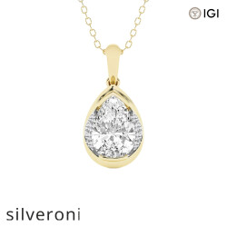 2 Carat Pear Lab Grown Diamond Pendant in 14K Yellow Gold - Silveroni