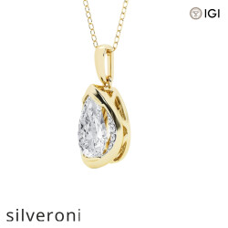2 Carat Pear Lab Grown Diamond Pendant in 14K Yellow Gold - 2