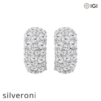 2 Carat Round Lab Grown Diamond Cluster Huggie Hoop Earrings in Platinum VS1 - 1