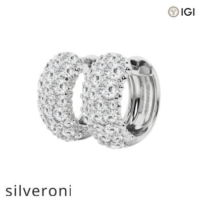 2 Carat Round Lab Grown Diamond Cluster Huggie Hoop Earrings in Platinum VS1 - 2