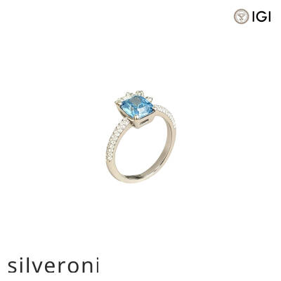 2.0 Carat Cushion Cut Lab Grown Blue Diamond Platinum Ring - 2