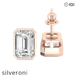 2.0 Carat Emerald Cut Lab Grown Diamond Earrings - Silveroni