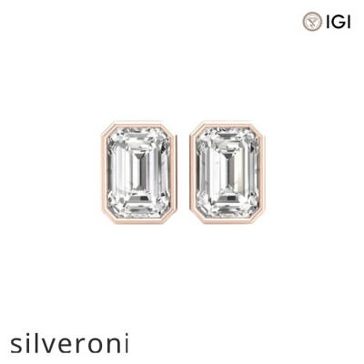 2.0 Carat Emerald Cut Lab Grown Diamond Earrings - 2