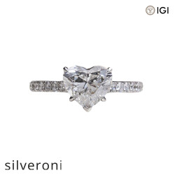 2.00 Carat Heart Shaped Lab Grown Diamond Solitaire Ring - Silveroni