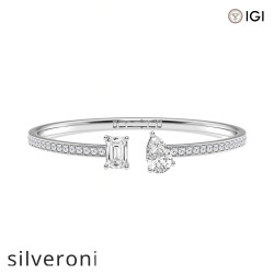 2.00 Carat Round Lab Grown Diamond Bangle - Silveroni