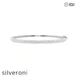 2.10 Carat Round Lab Grown Diamond Bangle Bracelet 14K White Gold - Silveroni
