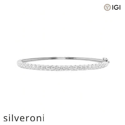 2.10 Carat Round Lab Grown Diamond Bangle Bracelet 14K White Gold - 1