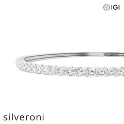 2.10 Carat Round Lab Grown Diamond Bangle Bracelet 14K White Gold - 2