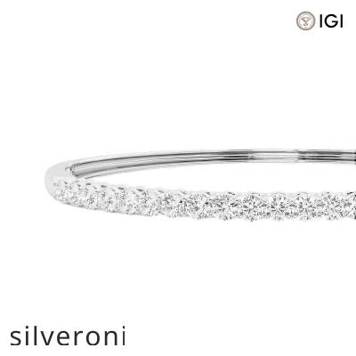 2.10 Carat Round Lab Grown Diamond Bangle Bracelet 14K White Gold - 2