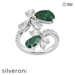 2.17 Carat Pear Shaped Lab Grown Diamond Bypass Ring in 14K White Gold - Silveroni