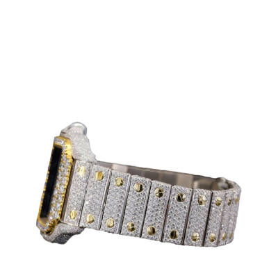 22 Carat Round Lab Grown Diamond Two Tone Blue Dial Watch - 2