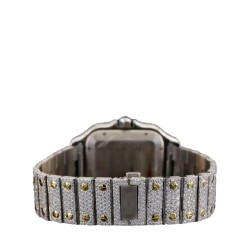22 Carat Round Lab Grown Diamond Two Tone Blue Dial Watch - 4