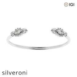 2.20 Carat D Color Marquise Lab Grown Diamond Open Bangle Bracelet - Silveroni