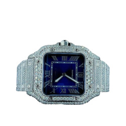 22.0 Carat Round Excellent Cut Lab Grown Diamond Men's Watch - Silveroni