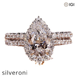 2.25 Carat Pear Cut Lab Grown Diamond Engagement Ring with Matching Band - 1