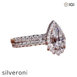 2.25 Carat Pear Cut Lab Grown Diamond Engagement Ring with Matching Band - 2