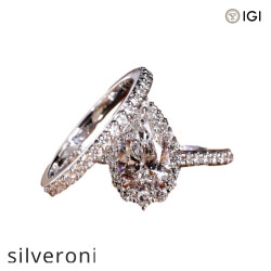 2.25 Carat Pear Cut Lab Grown Diamond Engagement Ring with Matching Band - 3