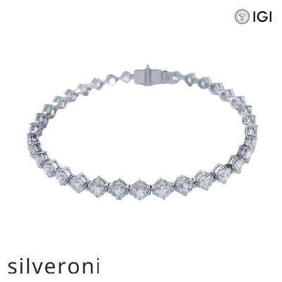 2.28 Carat Round D Color Lab Grown Diamond Tennis Bracelet in 18k Gold - 1