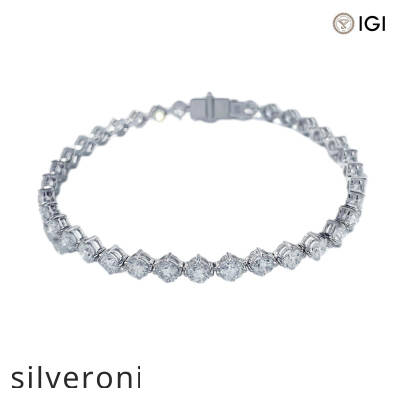 2.28 Carat Round D Color Lab Grown Diamond Tennis Bracelet in 18k Gold - 2
