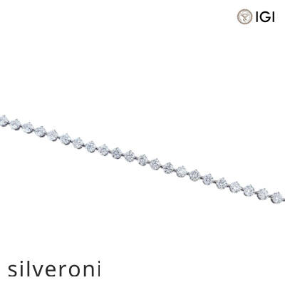 2.28 Carat Round D Color Lab Grown Diamond Tennis Bracelet in 18k Gold - 3