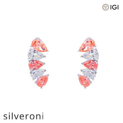2.39 Carat Pear Cut Lab Grown Diamond Earclimber Earrings in 18KT White Gold - Silveroni