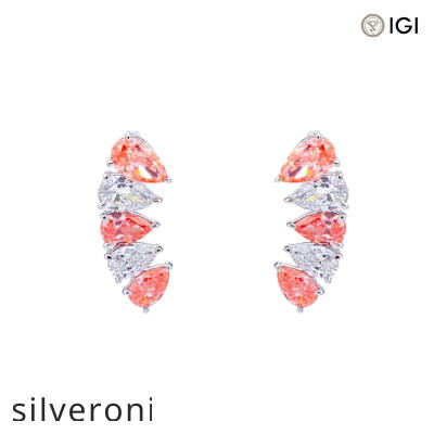 2.39 Carat Pear Cut Lab Grown Diamond Earclimber Earrings in 18KT White Gold - 1