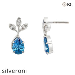 2.43 Carat Lab Grown Fancy Blue Pear Cut Diamond Earrings - 2