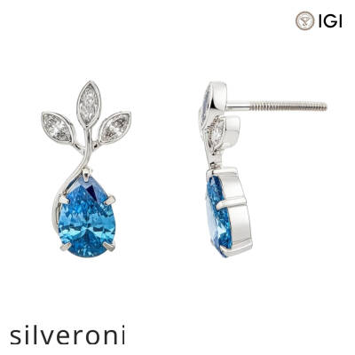 2.43 Carat Lab Grown Fancy Blue Pear Cut Diamond Earrings - 2