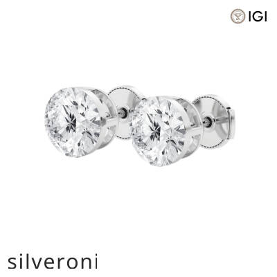 2.50 Carat Round Lab Grown Diamond Stud Earrings in 14K White Gold - 2