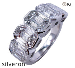 2.75 Carat Emerald Cut Natural Diamond 5-Stone Statement Band - Silveroni